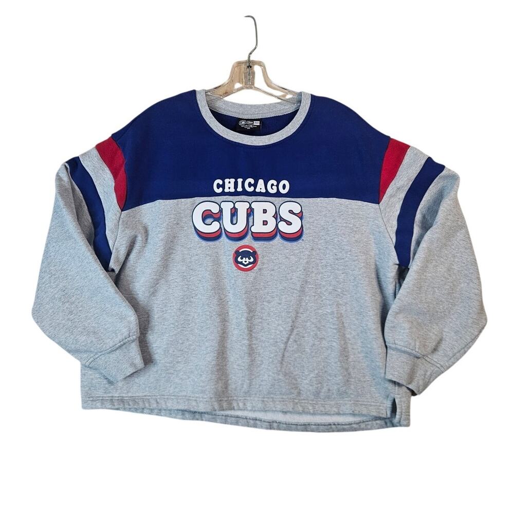 New Era XXL Chicago Cubs Retro Crop Long Sleeve Sweatshirt Raised Puffy Writing